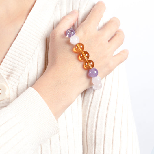 Bolivian Amethyst × Lavender Amethyst × Rose Quartz × Citrine · The Fourfold Harmony Bracelet · The Chakra Balance Awakening Chain