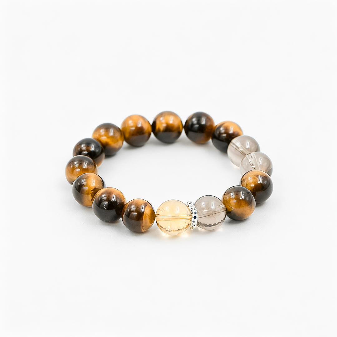 Tiger’s Eye × Citrine × Smoky Quartz · The Golden Harmony Bracelet · The Solar Plexus Awakening Chain