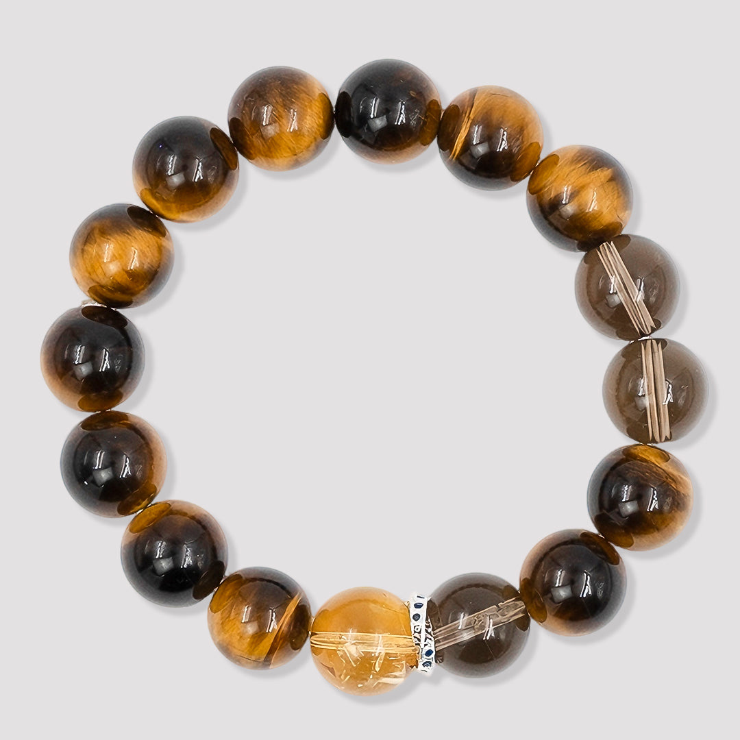 Tiger’s Eye × Citrine × Smoky Quartz · The Golden Harmony Bracelet · The Solar Plexus Awakening Chain