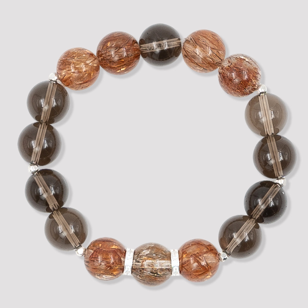 Black Rutilated Quartz × Smoky Quartz · The Twin Guardian Bracelet · The Root Chakra Resilience Awakening Chain