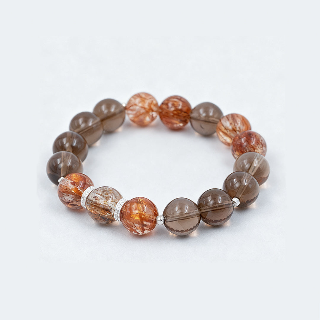 Black Rutilated Quartz × Smoky Quartz · The Twin Guardian Bracelet · The Root Chakra Resilience Awakening Chain