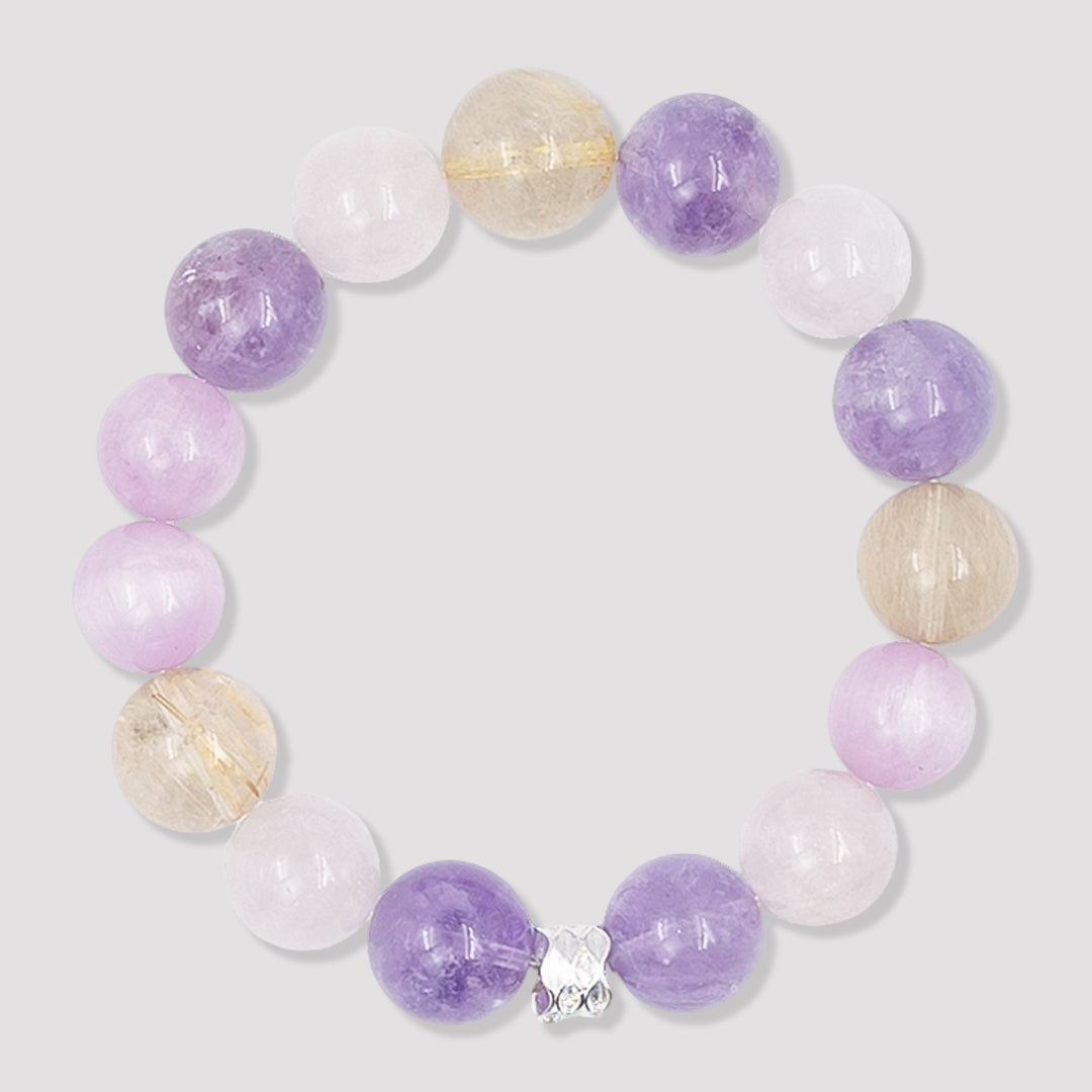 Lepidolite × Lavender Amethyst × Rose Quartz × Golden Rutilated Quartz · The Radiant Serenity Bracelet · The Chakra Balance Awakening Chain