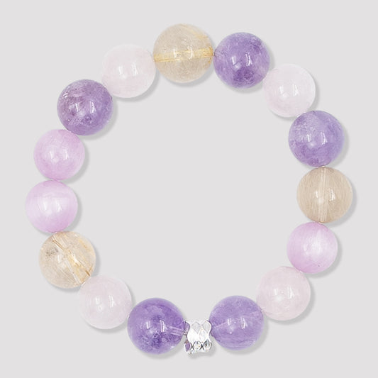 Lepidolite × Lavender Amethyst × Rose Quartz × Golden Rutilated Quartz · The Radiant Serenity Bracelet · The Chakra Balance Awakening Chain